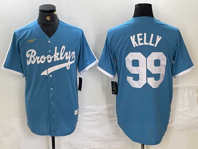 Mens Brooklyn Dodgers #99 Joe Kelly Light Blue Cooperstown Collection Cool Base Jersey